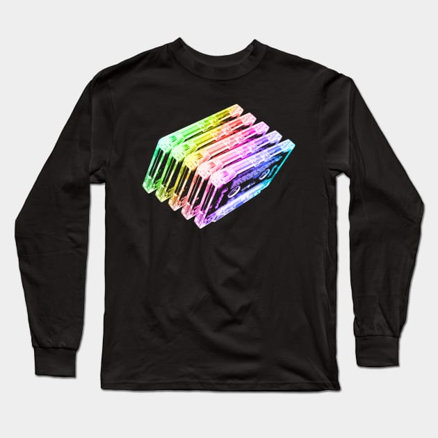 Cassette Tape Rainbow Long Sleeve T-Shirt by robotface